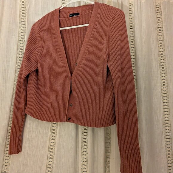 Gap Ribbed Cardigan Rose Pink - Picture 1 of 5